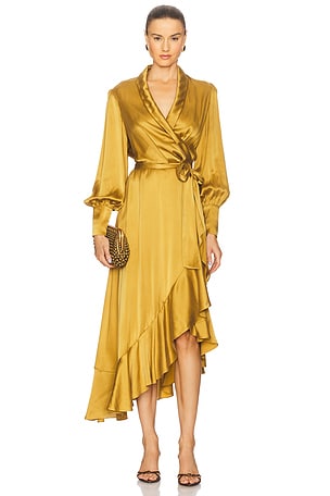 Silk Wrap Midi Dress Zimmermann