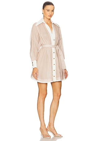 Zimmermann Tuck Mini Dress in Tan,Cream