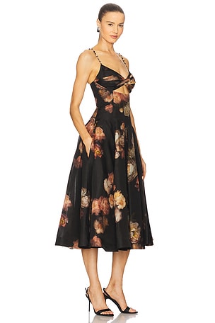 Zimmermann Twist Front Midi Dress in Black