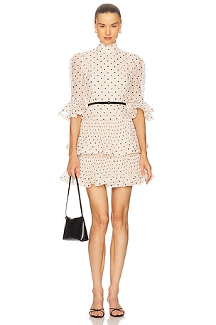 Zimmermann Pleated Sleeved Mini Dress in Cream