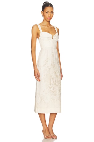 Zimmermann Drape Midi Dress in Ivory