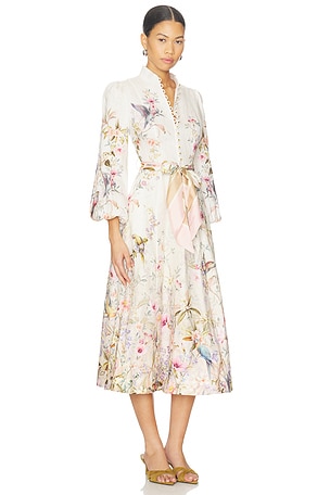 Zimmermann Rebellion Button Midi Dress in Cream