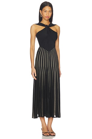 Zimmermann Rebellion Striped Halter Dress in Black