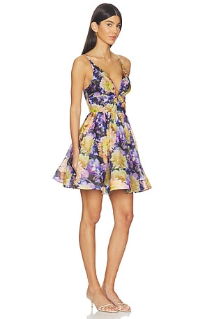 Zimmermann Luna V Neck Mini Dress in Purple,Yellow