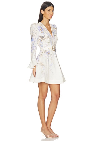 Zimmermann Luna Plunge Mini Dress in White