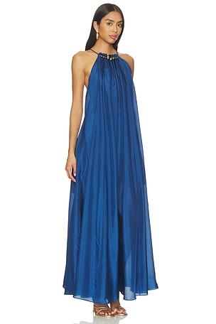 Zimmermann Aster Gathered Bead Maxi Dress in Navy