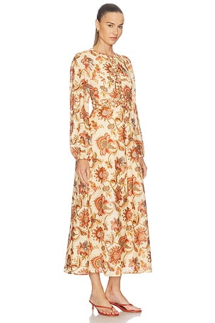 Zimmermann Aster Long Sleeve Midi Dress in Cream