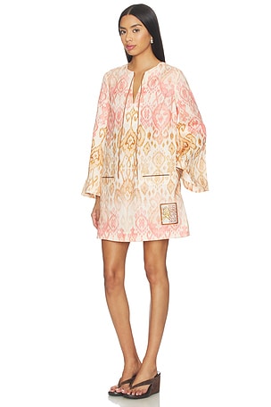 Zimmermann Aster Shift Mini Dress in Pink,Tan. Size 3 / L. Also