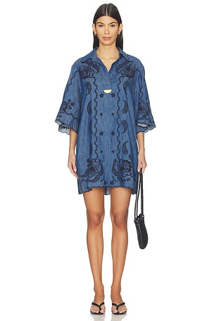 Aster Embroidered Denim Mini Dress Zimmermann