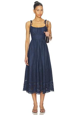 Mahon Broderie Denim Midi Dress Zimmermann