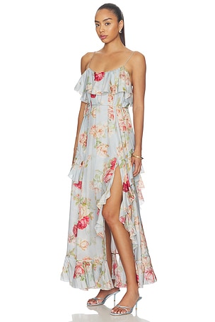 Zimmermann Roselight Frill Maxi Dress in Blue