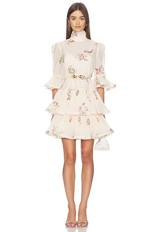 Pleated Sleeved Mini Dress Zimmermann