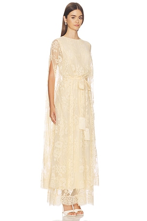 Zimmermann ROBE VALIANT LACE CAPED MAXI en Crème
