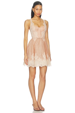 Zimmermann Valiant Lace Trim Mini Dress in Pink. Size 0/XS. Also