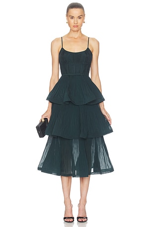 Pleated Tiered Midi Dress Zimmermann