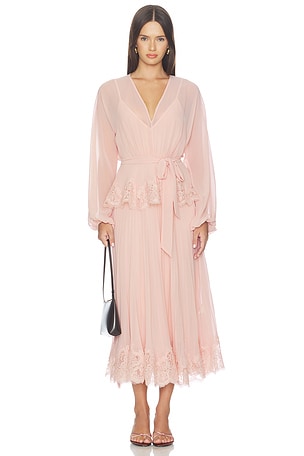Pleated Lace Midi Dress Zimmermann