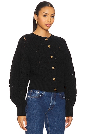 Zimmermann Hypnotic Cable Knit Cardigan in Black