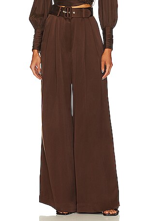 【送料&関税込】Zimmermann Pants In Brown Silk Zimmermann Silk Tuck Pant in Chocolate | REVOLVE