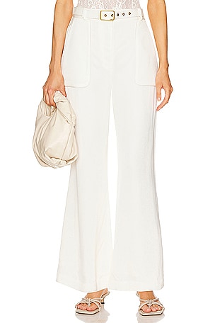 Dylan High Waisted Wide Leg Pant In White