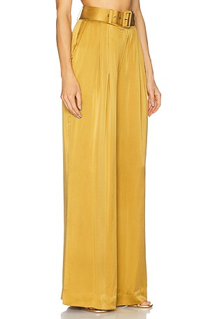 Zimmermann Silk Tuck Pant in Yellow