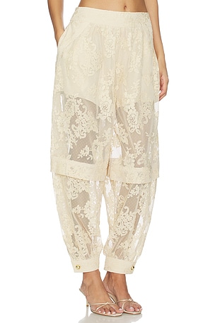 Zimmermann Luna Lace Harem Pant in Cream