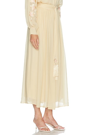 Zimmermann Valiant Sash Midi Skirt in Cream