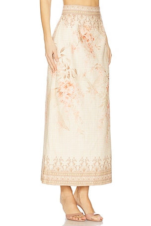 Zimmermann Illuminate Midi Skirt in Coral
