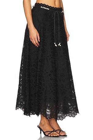 Zimmermann Rhiannon Embroidered Skirt in Black
