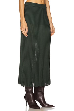 Zimmermann Pleated Midi Skirt in Dark Green