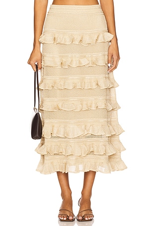 Lace Frill Midi Skirt Zimmermann