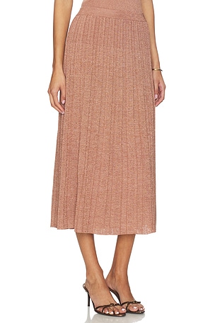 Zimmermann Wanderlust Metallic Midi Skirt in Coral. Size 3 / L. Also