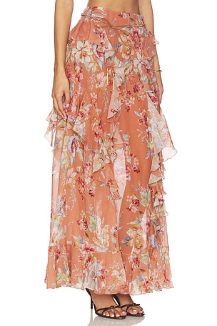 Zimmermann Awaken Ruffle Skirt in Coral