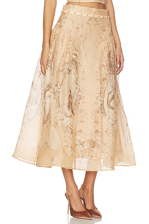 Zimmermann Rebellion Beaded Midi Skirt in Blush