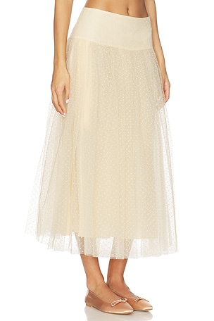Zimmermann Tulle Dot Midi Skirt in Cream