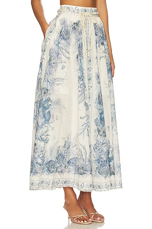 Zimmermann Wanderlust A-line Maxi Skirt in Blue
