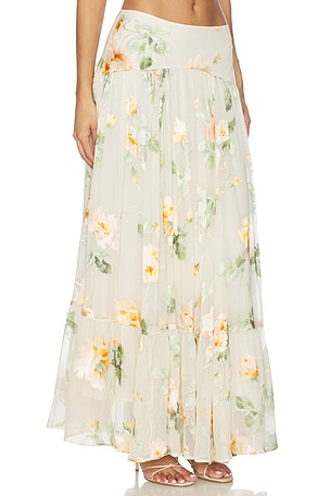 Zimmermann Carousel Burnout Midi Skirt in Cream