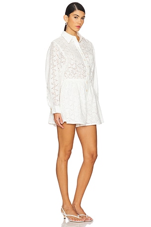 Zimmermann Crush Embroidered Playsuit in Ivory
