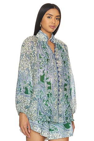 Zimmermann Ottie Billow Blouse in Green