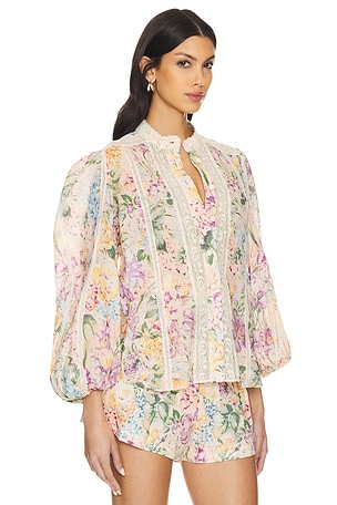 Zimmermann Halliday Lace Trim Shirt in Pink