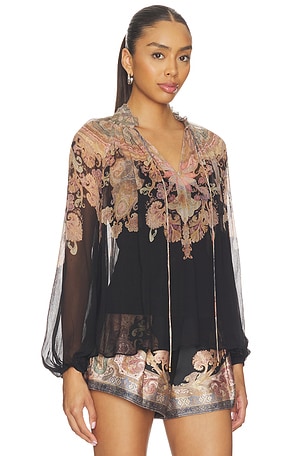 Zimmermann blusa billow en color Negro,Rosa