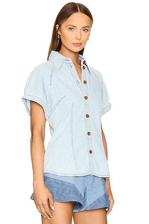 Zimmermann Tallow Denim Blouse in Blue