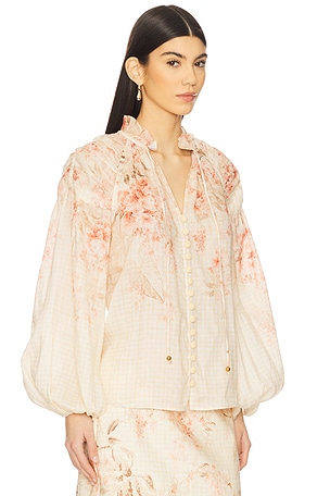 Zimmermann Illuminate Billow Blouse in Coral