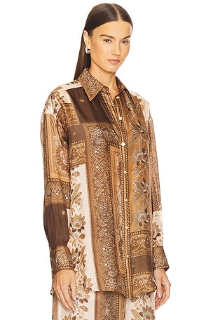 Zimmermann Lucky Manstyle Shirt in Brown