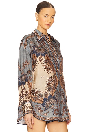 Zimmermann Ascension Manstyle Shirt in Cream,Slate