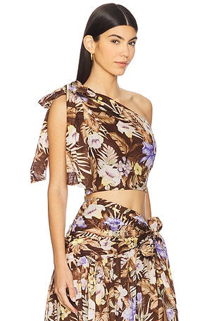 Zimmermann Coco Crop Bodice Top in Chocolate