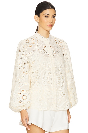 Zimmermann Rhiannon Embroidered Blouse in Ivory