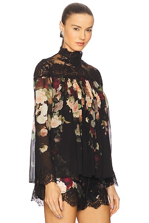 Zimmermann Lace Yoke Blouse in Black