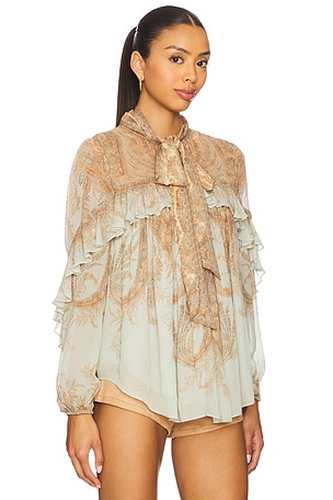 Zimmermann Flutter Blouse in Mint
