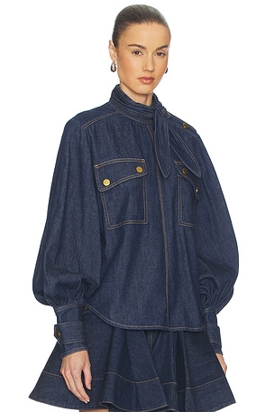 Zimmermann Denim Cargo Blouse en Marine