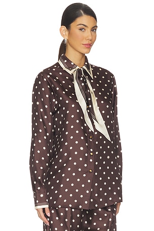 Zimmermann Dot Relaxed Shirt in Chocolate,Cream